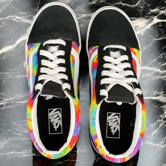Vans Old Skool Tie Dye Black Rainbow Skate Shoes Women’s 5.5 - Picture 5 of 10